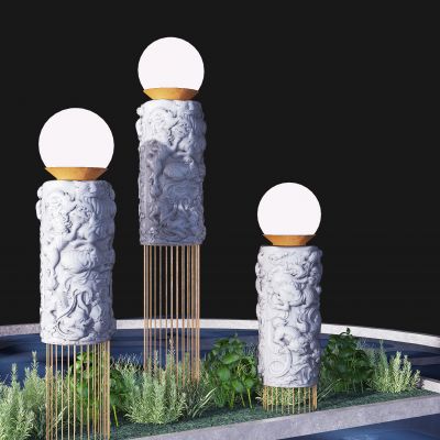 新中式浮雕草坪灯