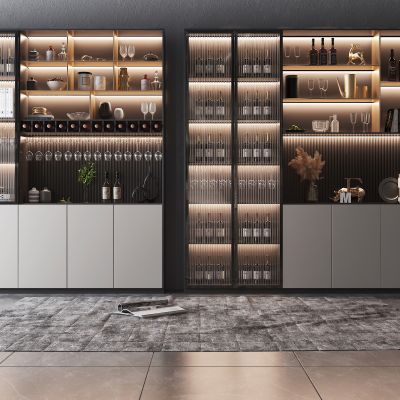 现代多功能玻璃酒柜
