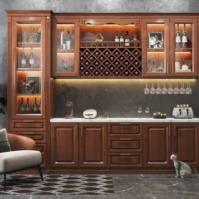 欧式实木酒柜