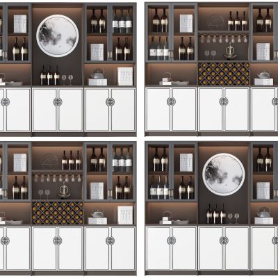 新中式玻璃酒柜3D模型