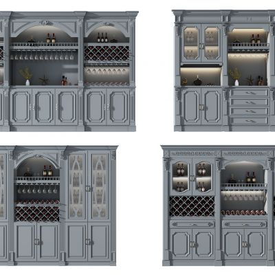 欧式实木雕花酒柜