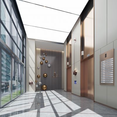 现代办公楼写字楼电梯厅
