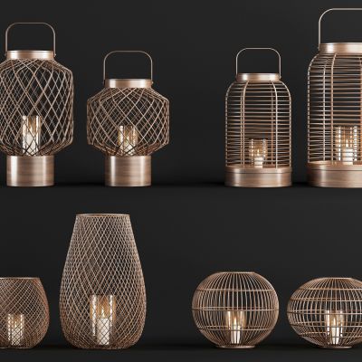 新中式藤编烛台灯