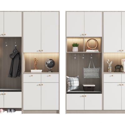 现代多功能实木鞋柜