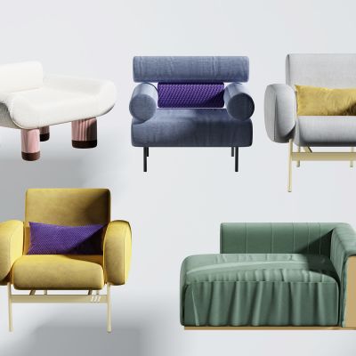 现代单人沙发卧榻，贵妃椅