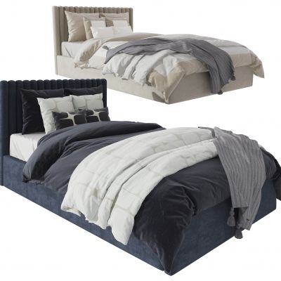 现代布艺单人床