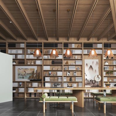 新中式图书馆阅览区