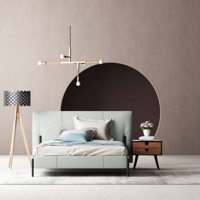 现代简约布艺单人床