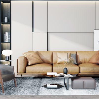 现代皮革沙发组合