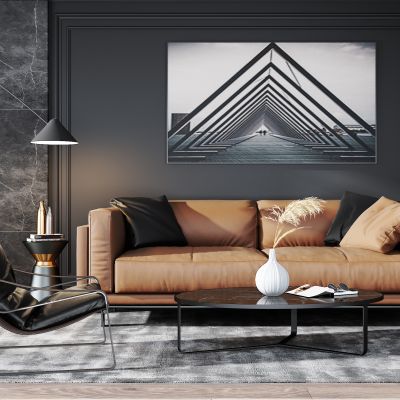 现代皮革沙发组合