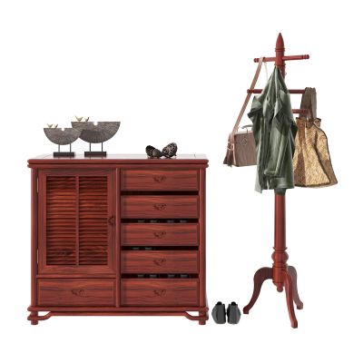 中式红木鞋柜,挂衣架