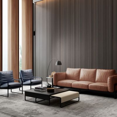 现代皮革沙发组合