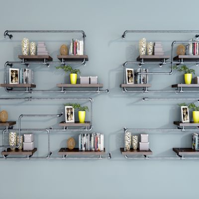 工业风管道，书籍吊架置物架