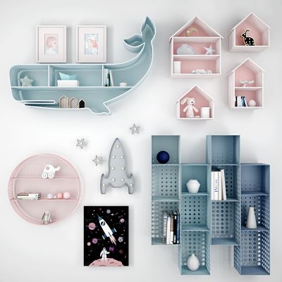 北欧墙饰置物架，吊柜3D模型