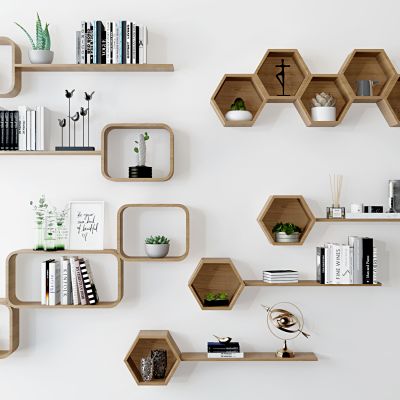 现代书架壁柜书籍摆件