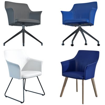 现代皮革办公椅组合