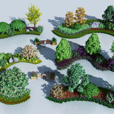 现代户外花槽树木