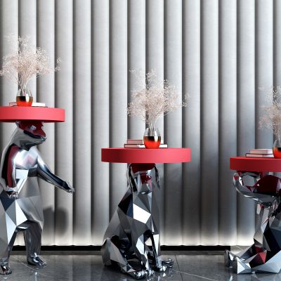 后现代抽象几何动物底座圆几