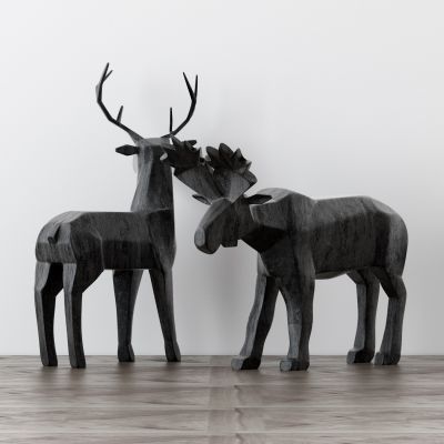 几何动物麋鹿雕塑