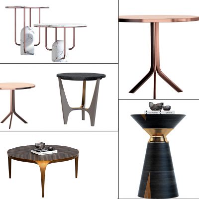 现代轻奢圆形边几组合