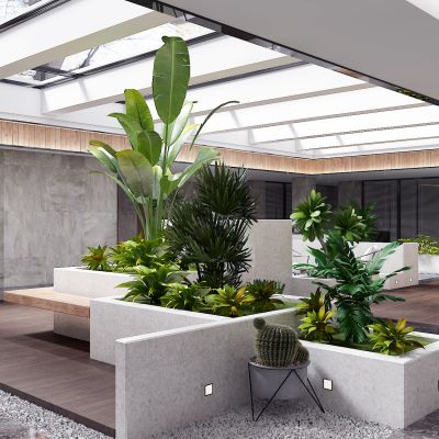 现代室内办公园林景观休息区