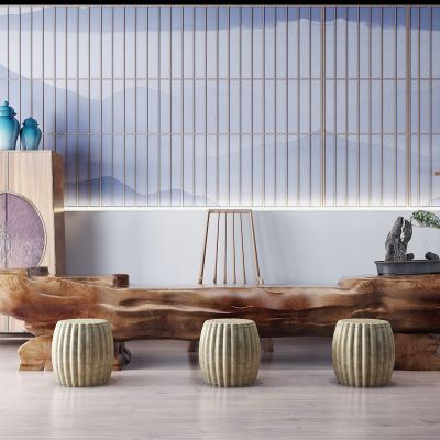 新中式根雕茶桌椅