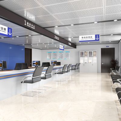 现代政府机关服务前台3D模型