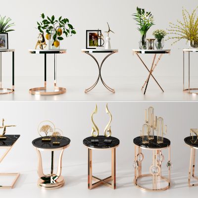 现代金属圆几边几