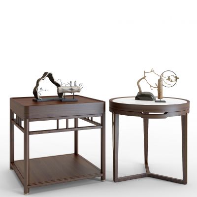 新中式实木圆几角几