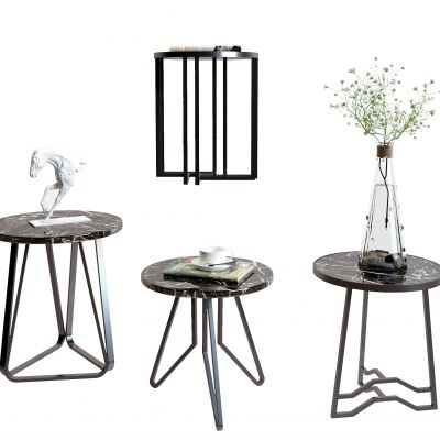 现代大理石金属圆几