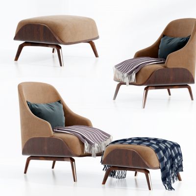 现代布艺休闲椅脚踏