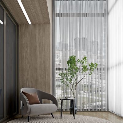 现代布艺休闲椅边几