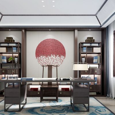 新中式古典实木家具书房