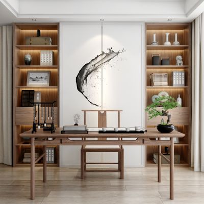 新中式实木书房