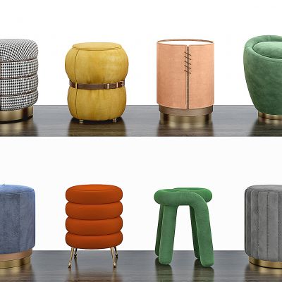 现代布艺凳子，圆墩