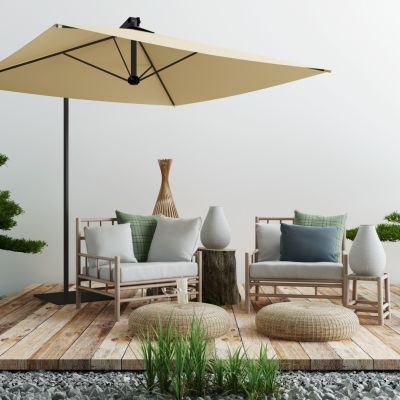 现代户外庭院休闲椅边几