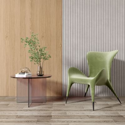 现代绒布休闲椅边几