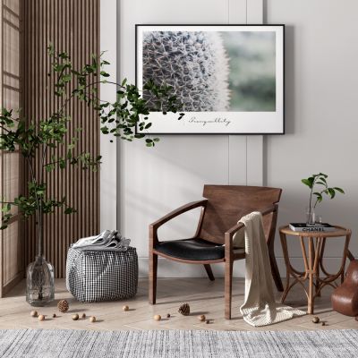 北欧原木休闲椅