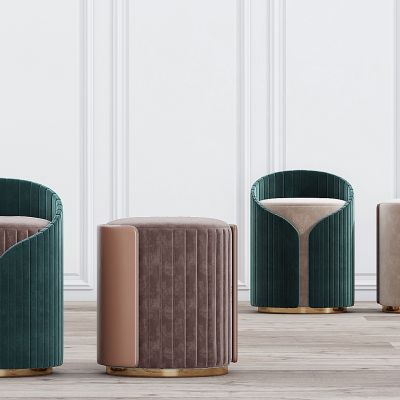 现代绒布凳子组合