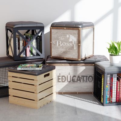 工业风皮革储物凳坐凳