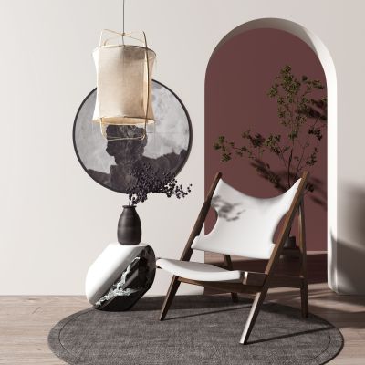 新中式折叠休闲椅边几