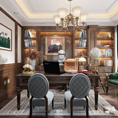 美式轻奢书房