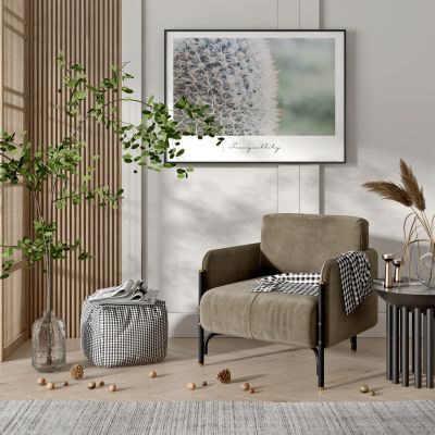 现代布艺休闲椅边几