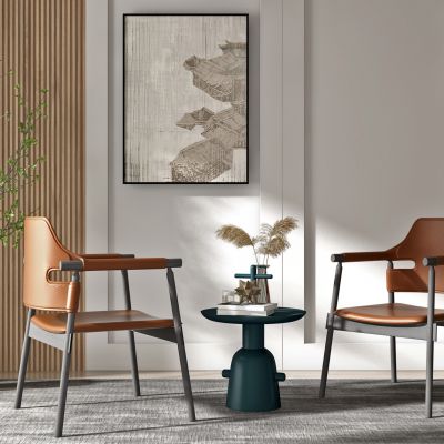 现代皮革休闲椅角几