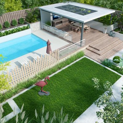 现代景观庭院花园鸟瞰