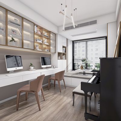 现代榻榻米钢琴房书房