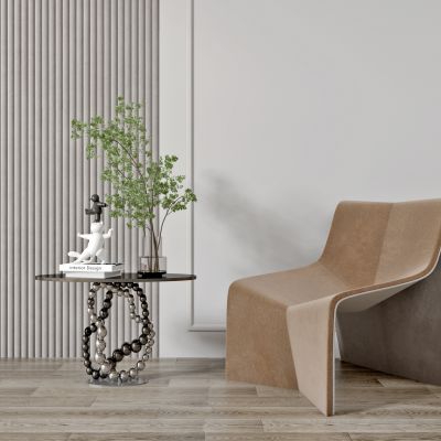 现代绒布休闲椅边几