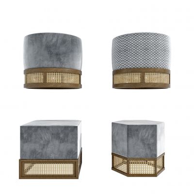 新中式禅意布艺矮凳