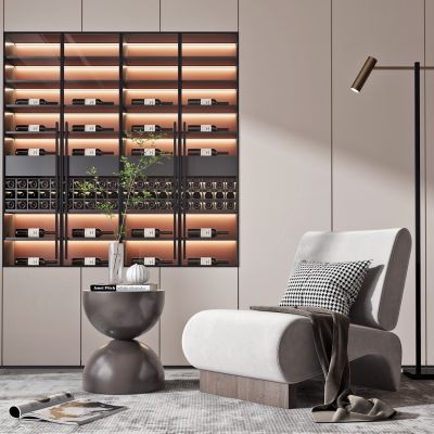 现代布艺休闲椅边几