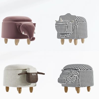 现代布艺动物沙发凳